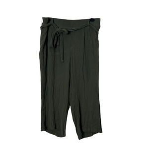 Torrid Crop Pull On Wide Leg Gauze Mid Rise Tie Front Pants in Olive SZ 2X